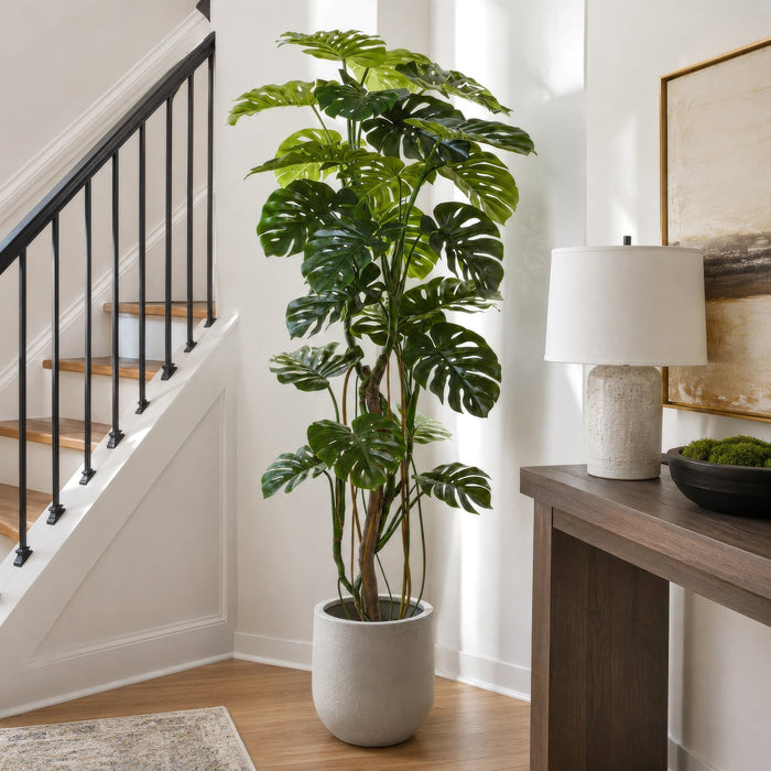 6'10" Split Leaf Philodendron Monstera Silk Plant w/Pot -Green - LTM210-GR
