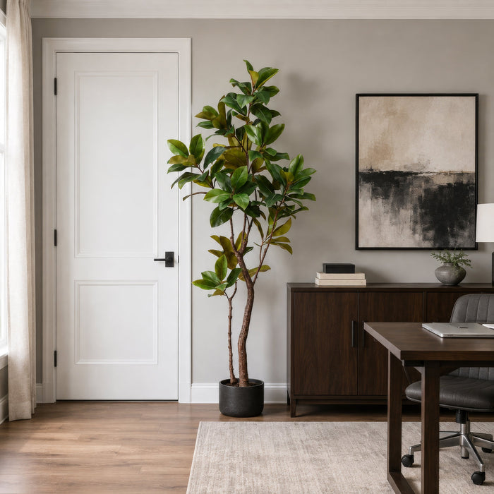 6'10" Silk Magnolia Leaf Tree w/Pot -Green (Pack of 2) - LTM225-GR