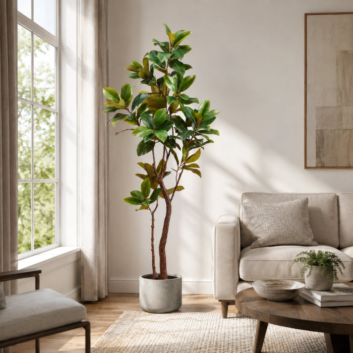 6'10" Silk Magnolia Leaf Tree w/Pot -Green (Pack of 2) - LTM225-GR