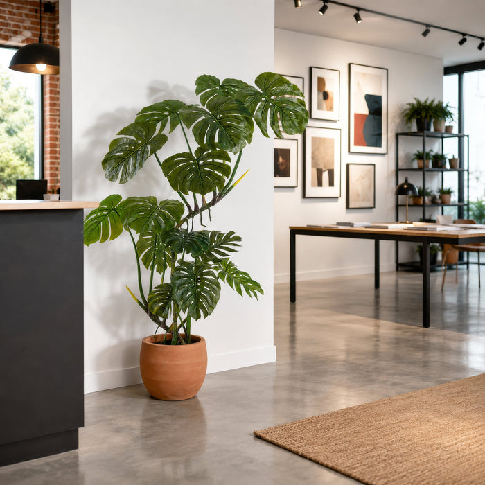 5' Split Philodendron Monstera Silk Plant w/Pot -Green (Pack of 2) - LTM335-GR