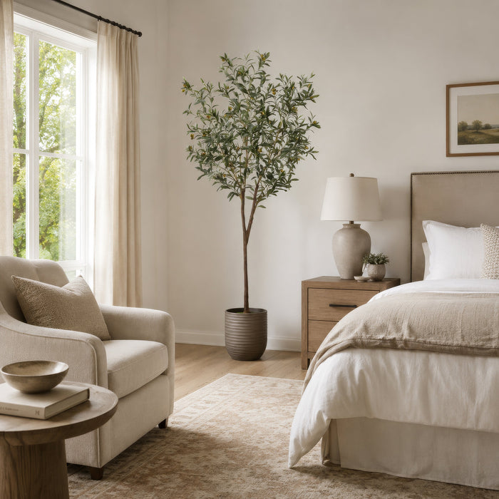 6' Silk Olive Tree w/Berries & Pot -Green/Gray (Pack of 2) - LTO016-GR/GY