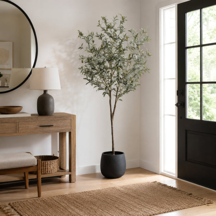 6' Silk Olive Tree w/Berries & Pot -Green/Gray (Pack of 2) - LTO016-GR/GY