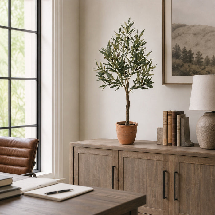 3'5" Silk Olive Tree w/Cement Pot -Green (Pack of 2) - LTO139-GR