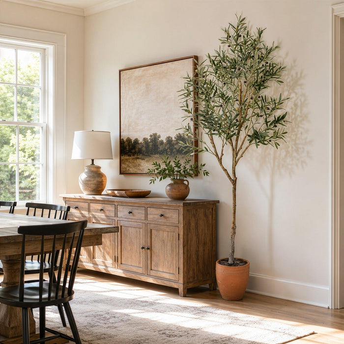 7' Silk Olive Tree w/Cement Pot -Green - LTO140-GR