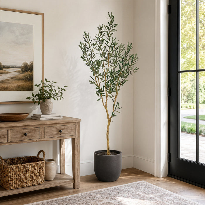 5'6" Olive Leaf Silk Tree w/Plastic Pot -Green - LTO232-GR