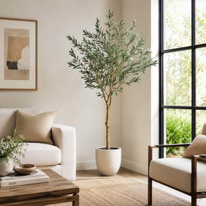 6' Olive Leaf Silk Tree w/Plastic Pot -Green - LTO233-GR