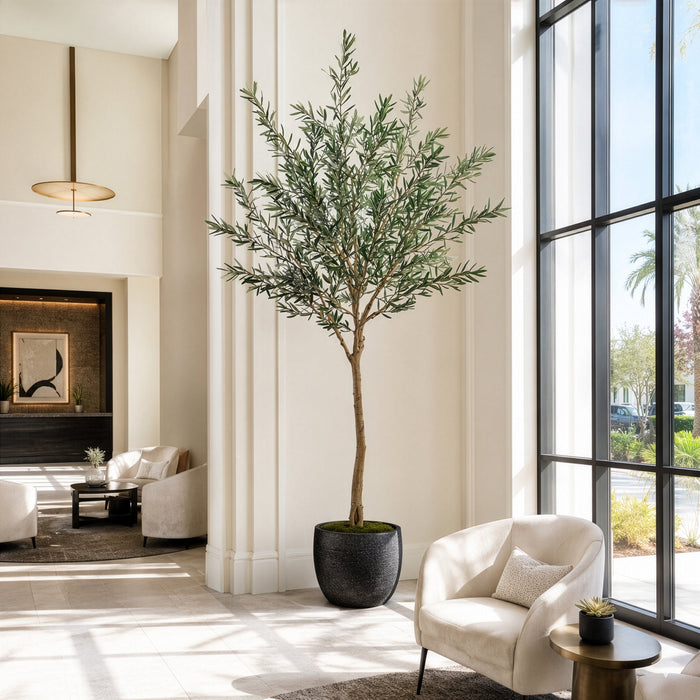8' Olive Leaf Silk Tree w/Plastic Pot -Green - LTO234-GR