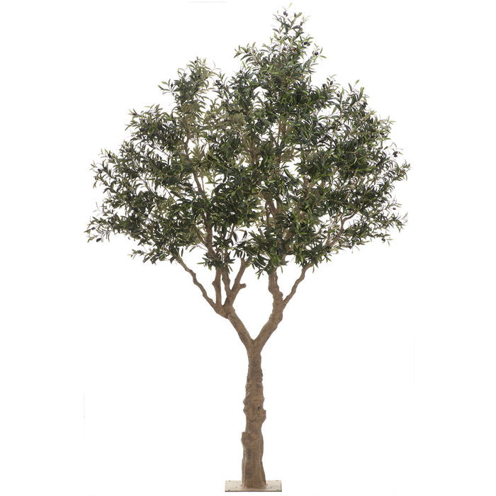 9'10" Olive Leaf & Berries Silk Tree w/Metal Plate Base -Green - LTO727-GR