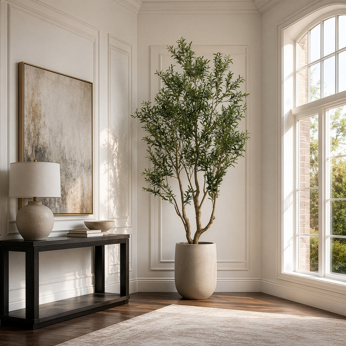 8'6" Olive Leaf Silk Tree w/Pot -Green - LTO743-GR