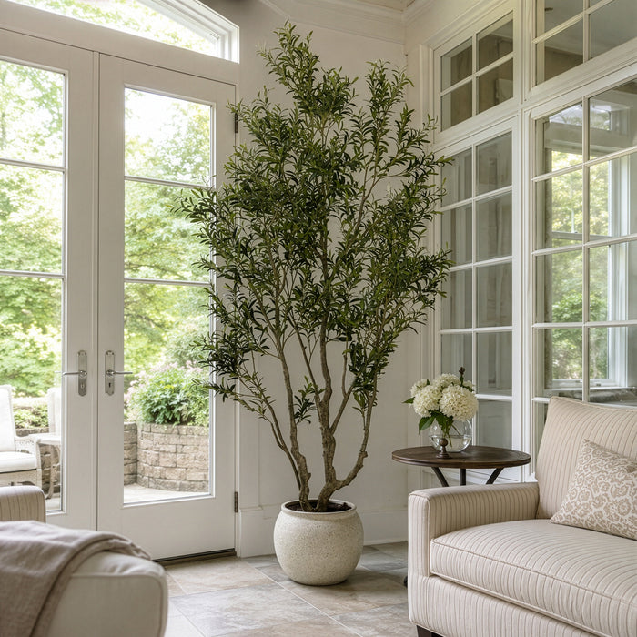 8'6" Olive Leaf Silk Tree w/Pot -Green - LTO743-GR