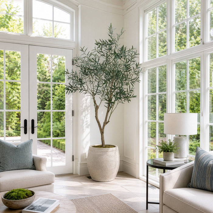 7'10" Olive Leaf Silk Tree w/Pot -Green - LTO745-GR