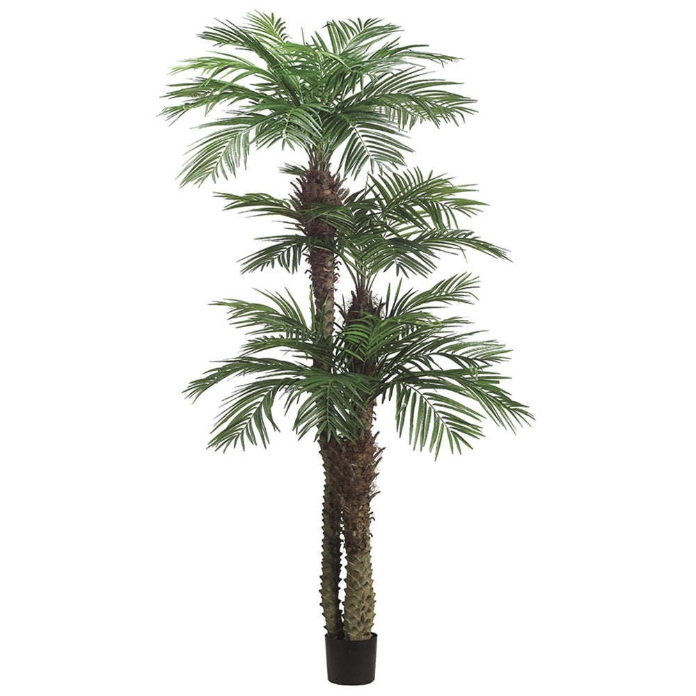 9' Areca Triple Trunk Silk Palm Tree w/Pot Green Areca Palm Trees
