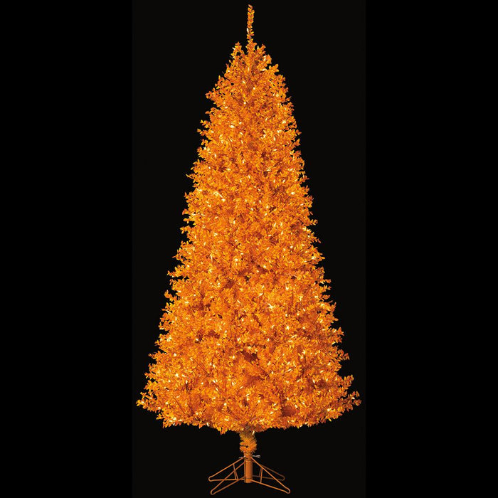7'Hx44"W PVC Mini Leaf Pencil Artificial Christmas Tree, LED Pre-Lit -Orange - LTP014-OR