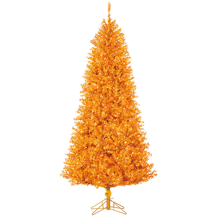 7'Hx44"W PVC Mini Leaf Pencil Artificial Christmas Tree, LED Pre-Lit -Orange - LTP014-OR