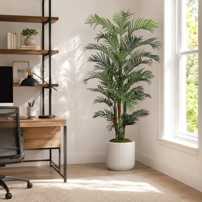 7' Tropical Areca Silk Palm Tree w/Pot -Green (Pack of 2) - LTP107-GR
