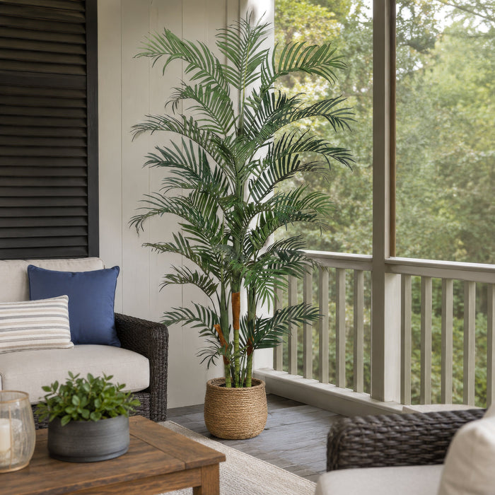 7' Tropical Areca Silk Palm Tree w/Pot -Green (Pack of 2) - LTP107-GR