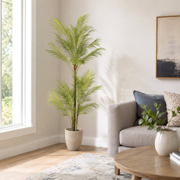 5'2" Silk Areca Palm Tree w/Cement Pot -Green - LTP110-GR