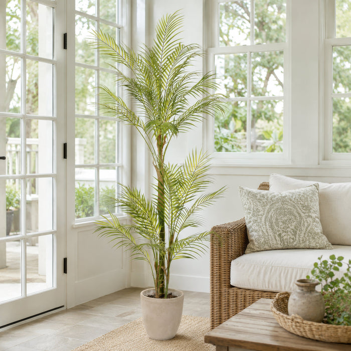 5'2" Silk Areca Palm Tree w/Cement Pot -Green - LTP110-GR