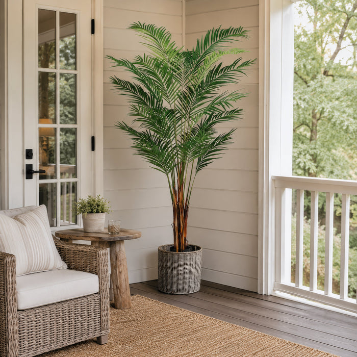 7' Areca Silk Palm Tree w/Pot -Green - LZP127-GR