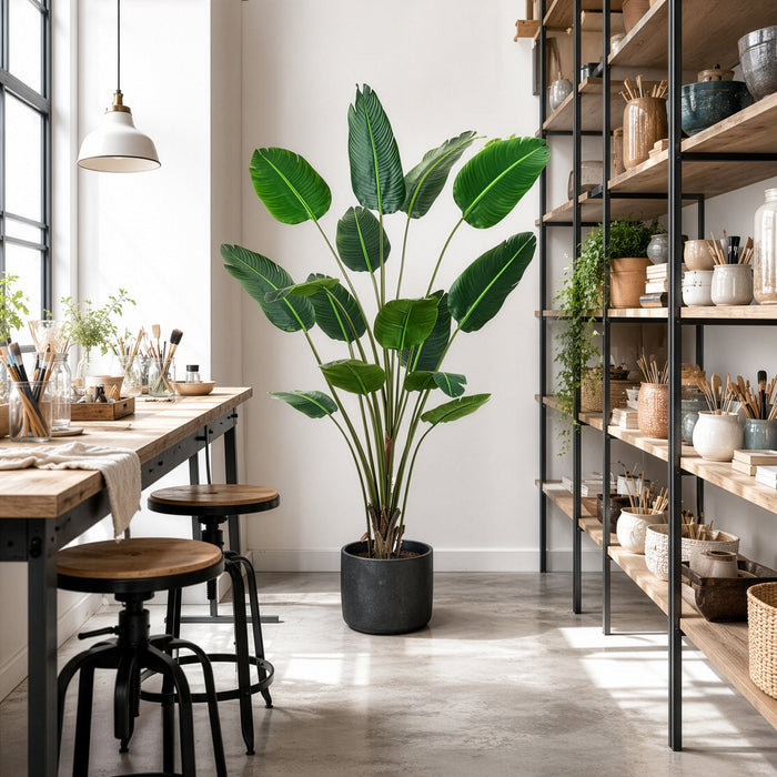 7' Traveler's Palm Silk Plant w/Plastic Pot -Green (Pack of 2) - LTP545-GR