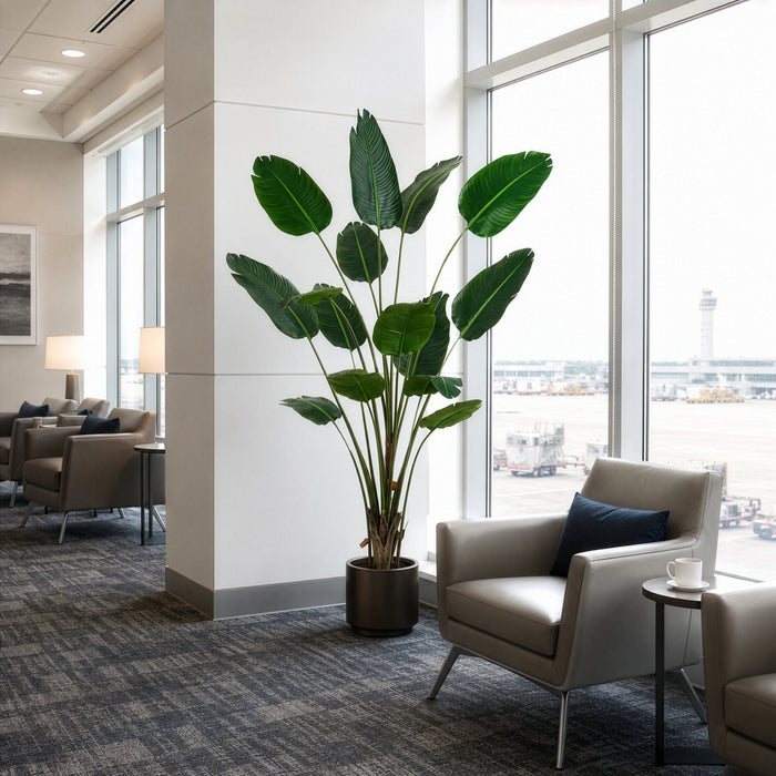 7' Traveler's Palm Silk Plant w/Plastic Pot -Green (Pack of 2) - LTP545-GR