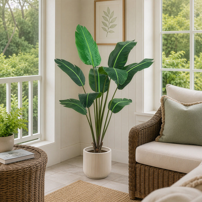 5' Traveler's Palm Silk Plant w/Plastic Pot -Green (Pack of 2) - LTP549-GR