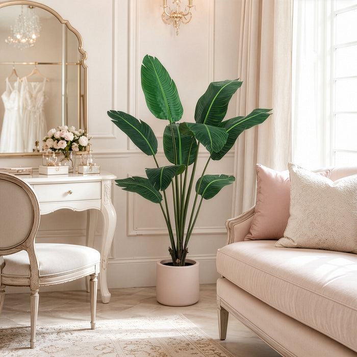 5' Traveler's Palm Silk Plant w/Plastic Pot -Green (Pack of 2) - LTP549-GR