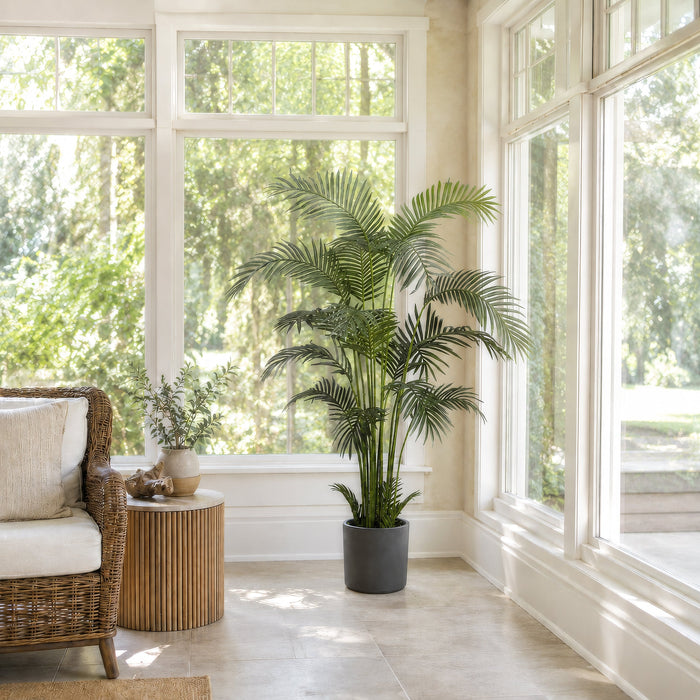 6' Areca Silk Palm Tree w/Plastic Pot -Green (Pack of 2) - LTP846-GR