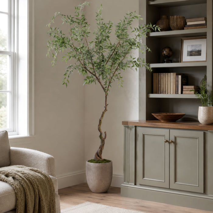 6'10" Italian Ruscus Silk Tree w/Plastic Pot -Green/Gray - LTR146-GR/GY