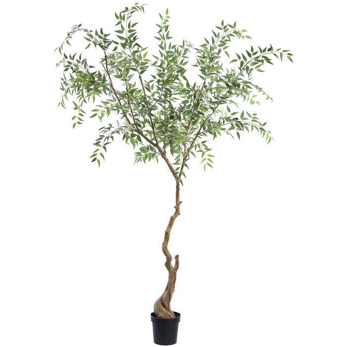 6'10" Italian Ruscus Silk Tree w/Plastic Pot -Green/Gray - LTR146-GR/GY