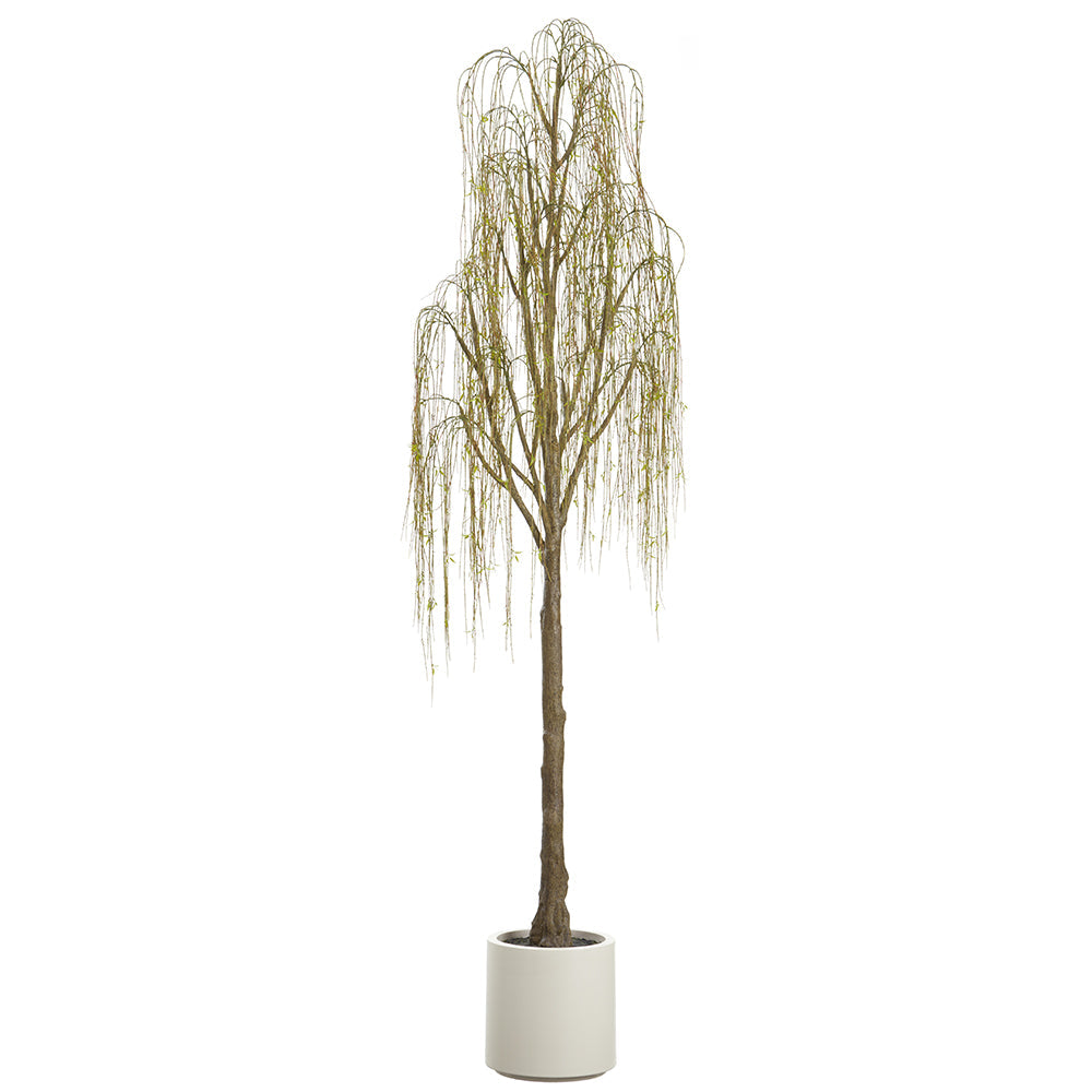 9' Weeping Willow Silk Tree w/Planter -Green