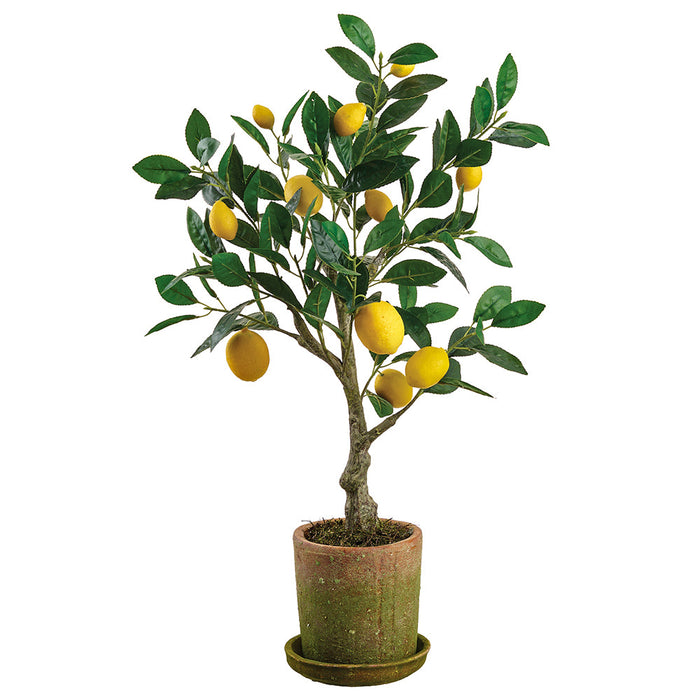 2'5" Silk Lemon Fruiting Tree w/Mgo Planter -Yellow (Pack of 2) - LVL017-YE