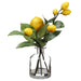 10" Silk Lemon Fruiting Stems w/Glass Vase -Yellow (pack of 6) - LVL075-YE