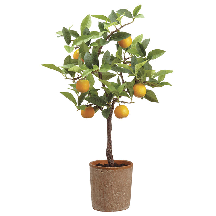 27" Orange Topiary Silk Fruit Tree w/Pot -Orange/Green (pack of 2) - LVO100-GR/OR