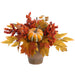 16" Pumpkin & Berry Artificial Arrangement w/Cement Pot -Orange/Green (Pack of 4) - LVP607-OR/GR
