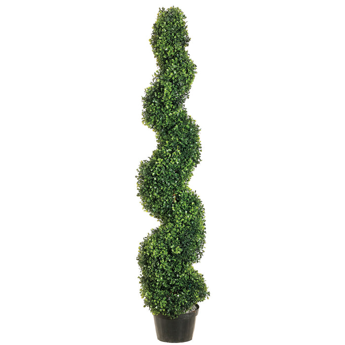 4' Pond Boxwood Spiral Artificial Topiary Tree w/Pot Indoor/Outdoor - LZB714-GR