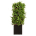 40"Hx16"W UV-Resistant Outdoor Artificial Ming Juniper Topiary Hedge w/Black Glossy Planter -Green - LZJ114-GR