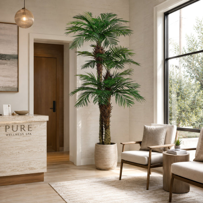 9' Triple Trunk Areca Silk Palm Tree w/Pot -Green - LZP009-GR