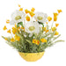 12"Hx14"W Anemone, Mini Poppy & Astilbe Silk Flower Arrangement w/Lemon Bowl -White/Yellow - MF8008-WH/YE