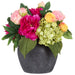 16"Hx15"W Peony, Rose & Hydrangea Silk Flower Arrangement w/Ceramic Pot -Pink/Green - MF8018-PK/GR