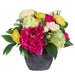 10.5"Hx13"W Peony, Rose & Ranunculus Silk Flower Arrangement w/Ceramic Pot -Pink/Green - MF8019-PK/GR