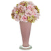 14.5"Hx7.5"W Rose Silk Flower Arrangement w/Glass Vase -Pink/Mauve - MF8020-PK/MV