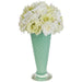 14.5"Hx7.5"W Rose Silk Flower Arrangement w/Glass Vase -Cream/Green - MF8021-CR/GR