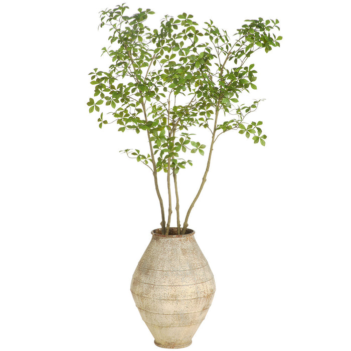 6'2"Hx46"W Enkianthus Silk Tree w/Metal Planter -Green - MT8005-GR
