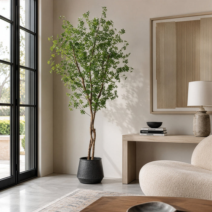 7'2"Hx40"W Enkianthus Silk Tree w/Metal Container -Green - MT8015-GR