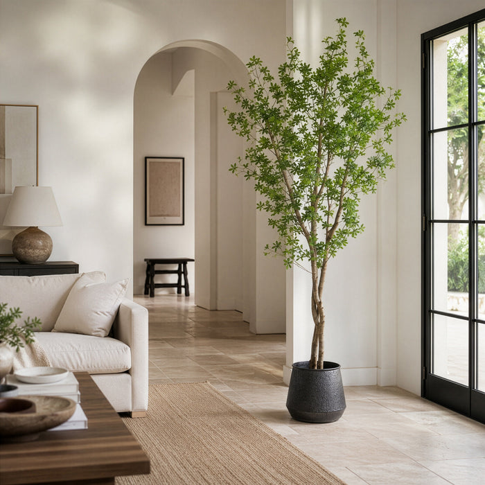 7'2"Hx40"W Enkianthus Silk Tree w/Metal Container -Green - MT8015-GR