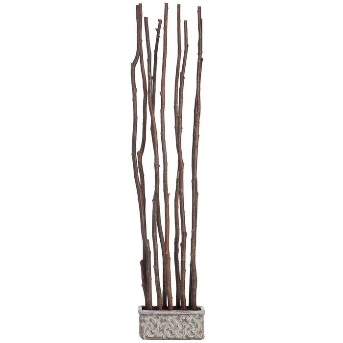 7'5"Hx17"W Alder Wood Artificial Divider w/Baroque Pot -Brown - MT8016-BR