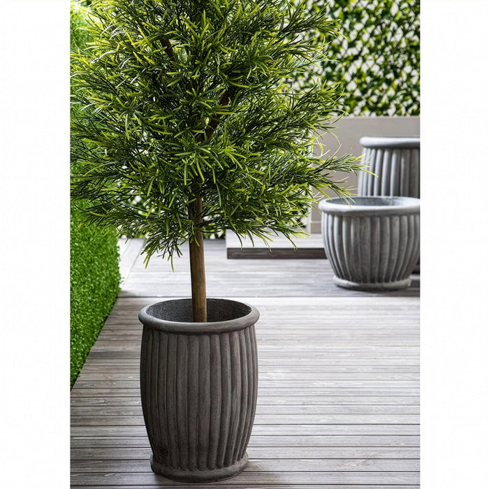 15.7"Hx20.5"W Fiber Cement Round Fluted Planter -Gray - ACE068-GY