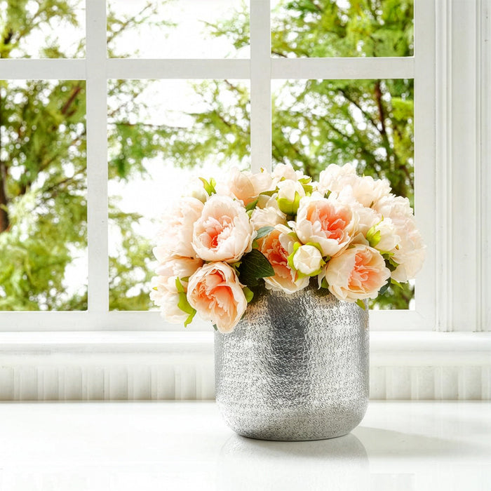 9" Peony Silk Flower Bouquet -Blush (Pack of 6) - FBQ382-BS