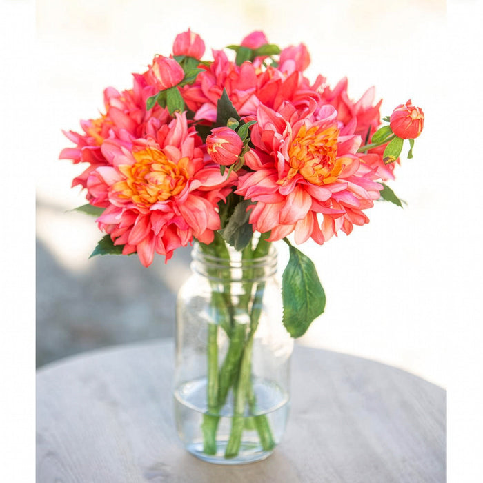 13.5" Silk Dahlia Flower Stem -Watermelon (Pack of 12) - FSD718-WM